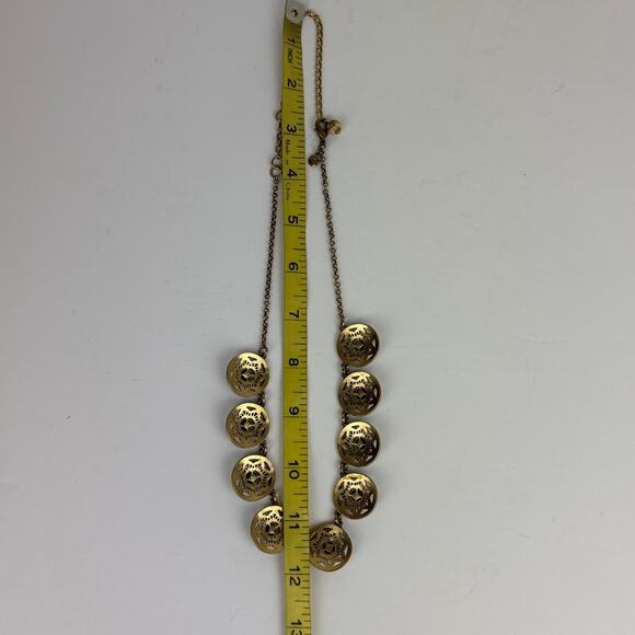 J. Crew Statement Necklace Gold Medallion rhinestone preppy Y2K chunky - Picture 7 of 7